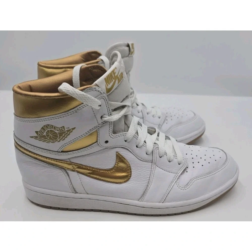 Jordan 1 Retro High OG Mens Shoes White-Metallic Gold FD2596-107 Basketball 11.5